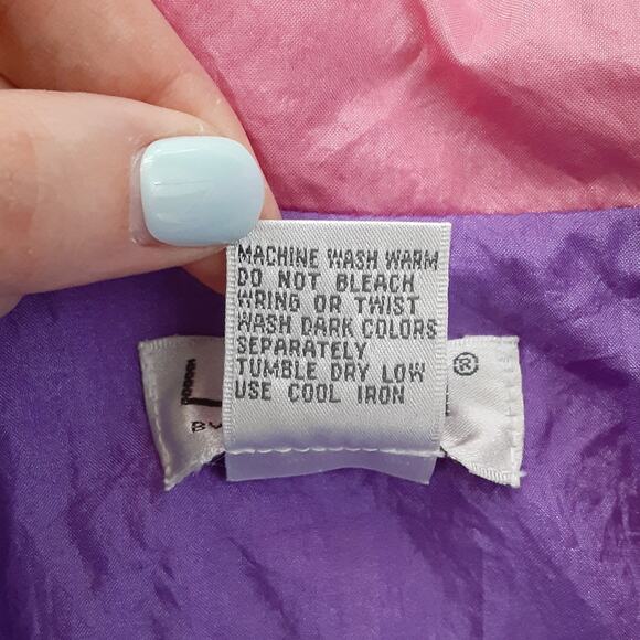 Vintage 1980s Purple Diamond Windbreaker Jacket Full Zip Oversized Track Suit - Picture 6 of 11